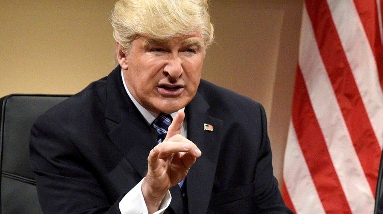 Alec Baldwin impersonates Donald Trump during the