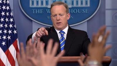 White House press secretary Sean Spicer calls on