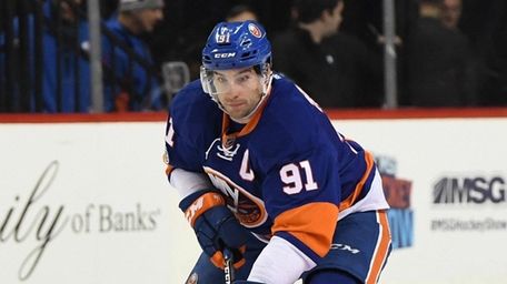 New York Islanders center John Tavares skates with