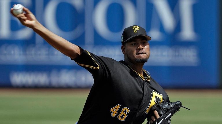Pittsburgh Pirates' Ivan Nova pitches to the New
