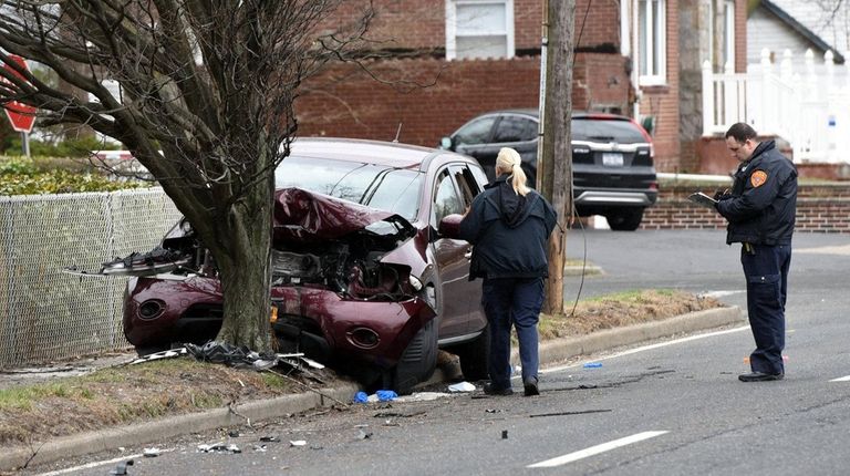 Suffolk County police are investigating a one-car crash