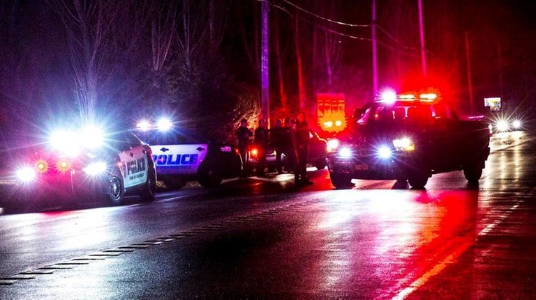 Police investigate a single-vehicle crash on Route 25