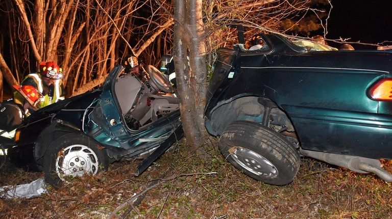 Emergency personnel respond to a crash on the