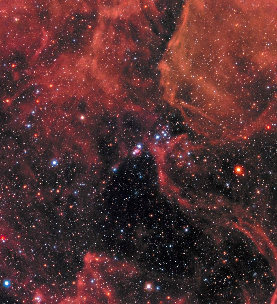 The supernova remnant, called SN 1987A, is shown