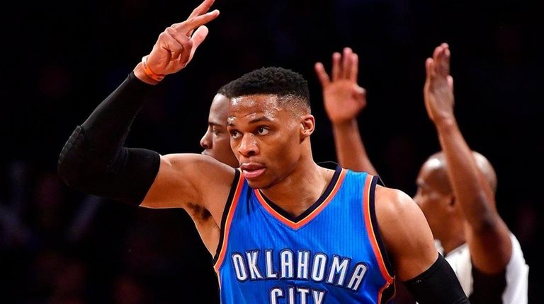 Russell Westbrook #0 of the Oklahoma City Thunder