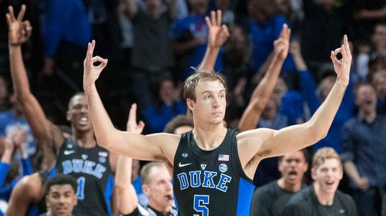 Duke guard Luke Kennard reacts after scoring a 3-pointer