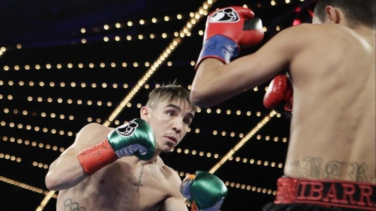 Michael Conlan, left, of Ireland, fights Tim Ibarra