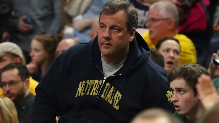 New Jersey governor Chris Christie watches the action