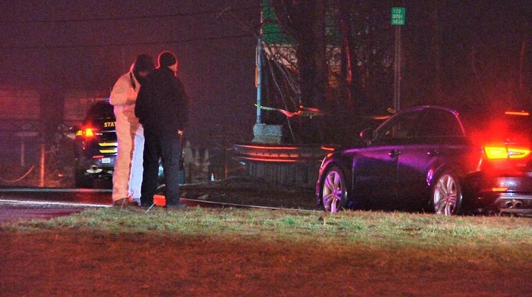 State Police at the scene where a homeless