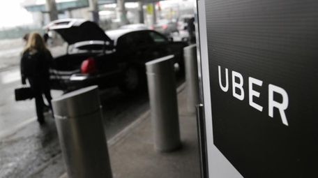 A sign marks a pick-up point for the