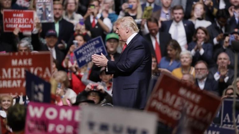 President Donald Trump speaks at a rally in