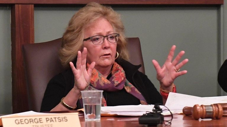 Lloyd Harbor Village Mayor Jean Thatcher speaks about