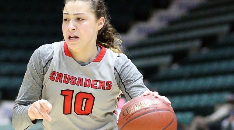 Long Island Lutheran's Grace Stone drives with the