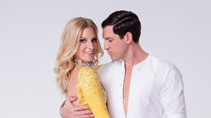 Heather Morris with Maks Chmerkovskiy, who is indefinitely