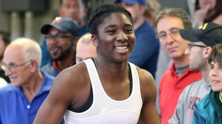 St. Anthony's Halle Hazzard smiles after finishing second