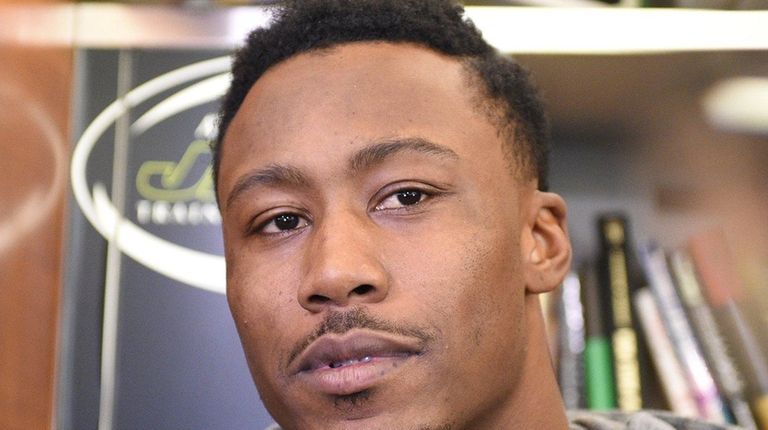 New York Jets wide receiver Brandon Marshall speaks