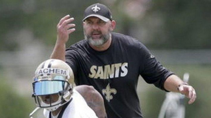 Wide receivers coach John Morton looks on during the