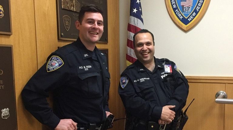 Quick-thinking Port Authority police officers Matthew Reen, left,