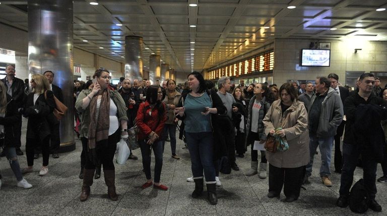 Late-afternoon commuters at Penn Station in Manhattan on