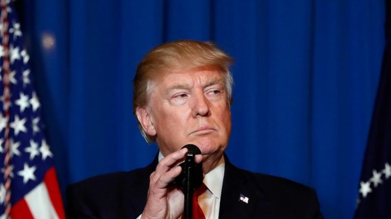 President Donald Trump prepares to speak at Mar-a-Lago