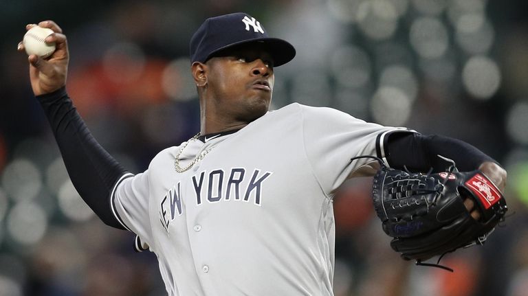 Starting pitcher Luis Severino, #40, of the New