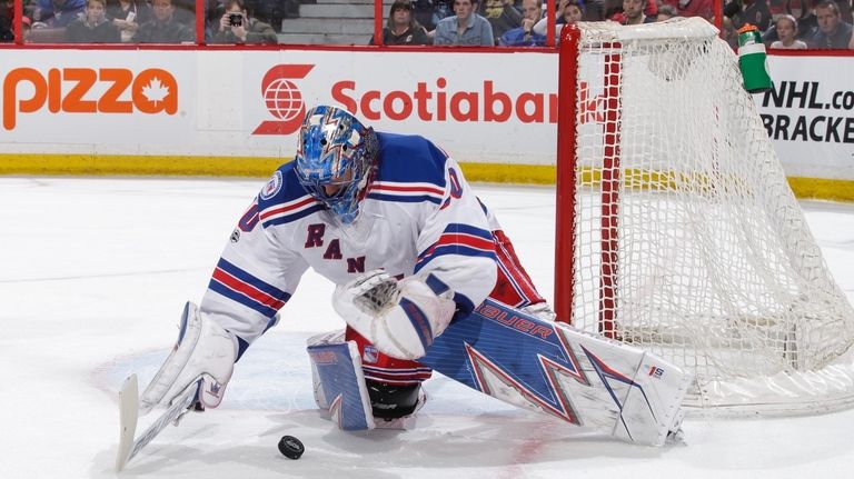 Henrik Lundqvist #30 of the New York Rangers
