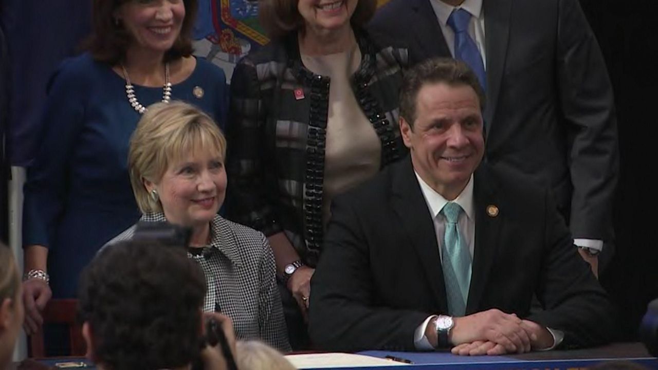 Former Democratic presidential nominee Hillary Clinton joined Gov.