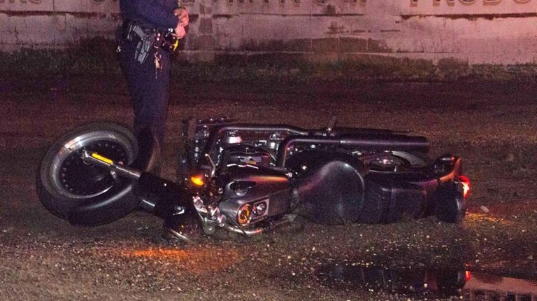 Suffolk County police respond to a motorcycle accident