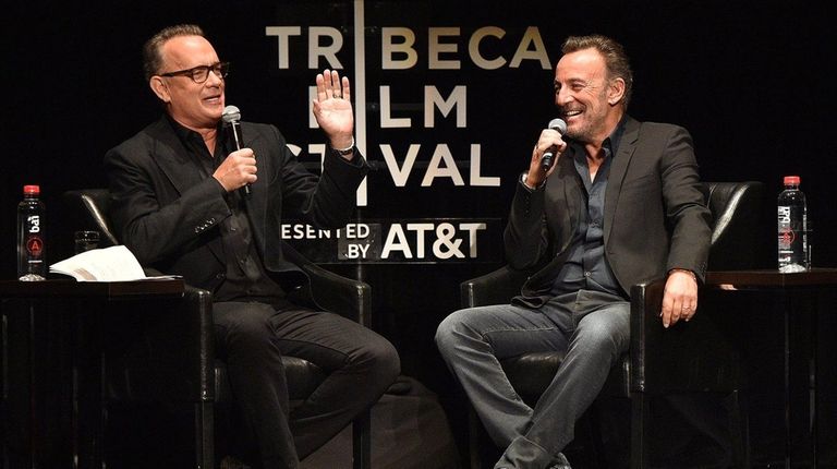 Actor Tom Hanks interviews rocker Bruce Springsteen Friday,
