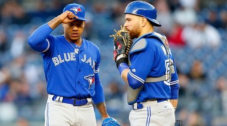 Marcus Stroman of the Toronto Blue Jays stands