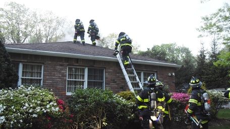 The Dix Hills Fire Department at the scene