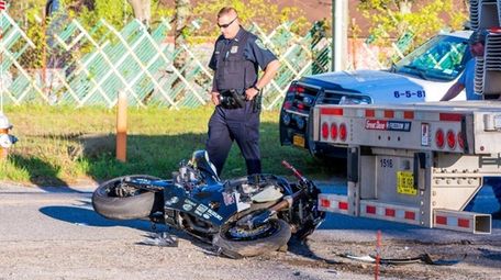 A motorcyclist was taken to the hospital with