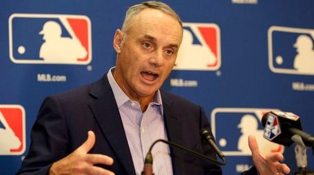 MLB Commissioner Rob Manfred speaks during a news