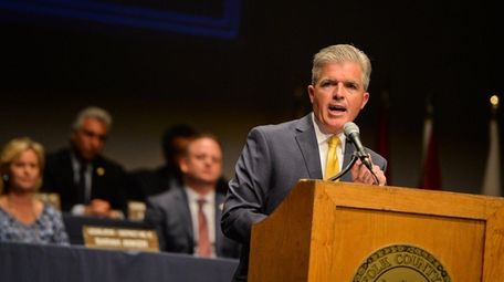 Suffolk County Executive Steve Bellone delivers his State