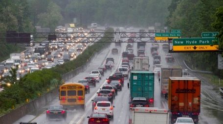 Traffic moves slowly between exits 34 and 35