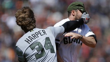 Washington Nationals' Bryce Harper (34) hits San Francisco