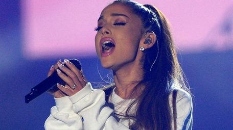 Ariana Grande performing in her One Love Manchester