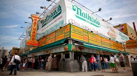 Nathan's Famous restaurant in Coney Island on May