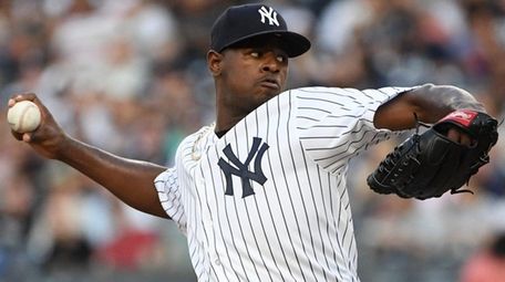 New York Yankees starting pitcher Luis Severino delivers