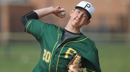 Ward Melville's Ben Brown throws a pitch against