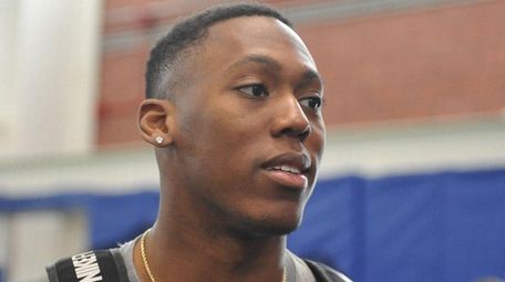 Running back Wayne Gallman, speaking during rookie minicamp