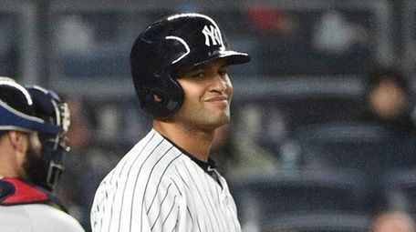 New York Yankees right fielder Mason Williams reacts
