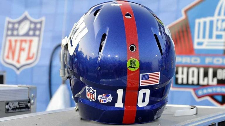 The helmet of New York Giants quarterback Eli