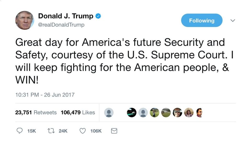The president tweeted this jubilant message after the