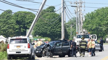 A Ford jeep crashed into a pole near