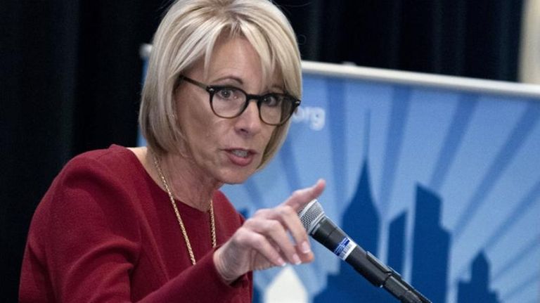 Education Secretary Betsy DeVos speaks at the Council