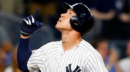Aaron Judge of the Yankees celebrates his fifth-inning