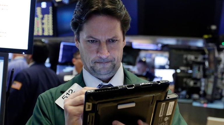 Trader Patrick McKeon works on the floor of