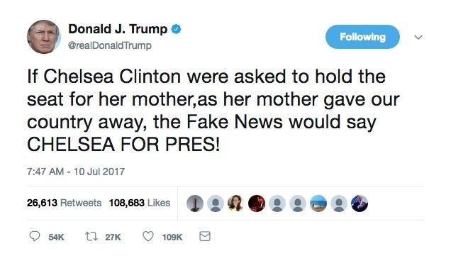 The president tweeted this message after his daughter,