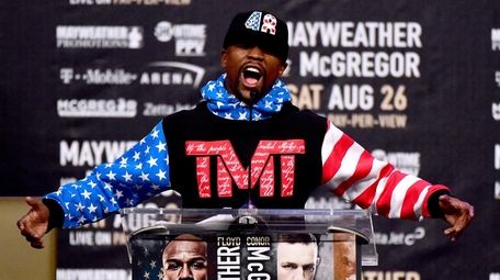Floyd Mayweather Jr. speaks during the Floyd Mayweather